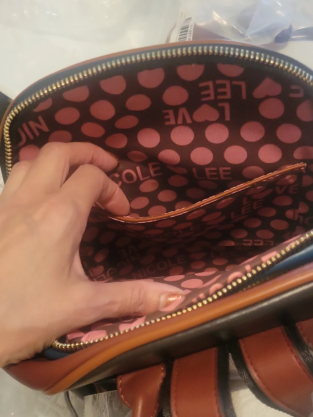 Y2K Nicole Lee Navy, Brown‎ & Black Paris-Themed Fashion Backpack NWT